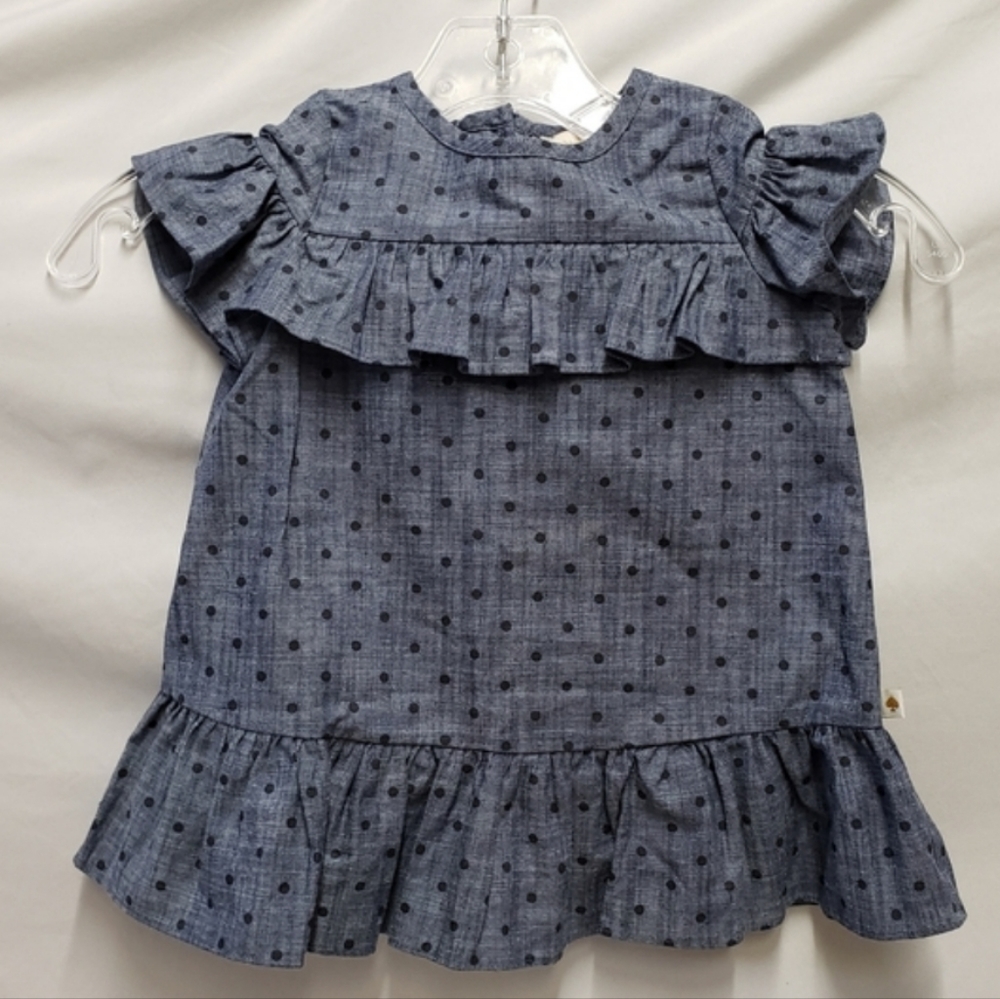 Kate Spade Infant Girls 2 Piece Chambray Dot Ruffle Dress Set 18 Months